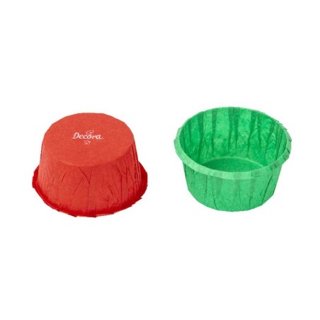 Πράσινα & Κόκκινα Κυπελάκια ψησίματος Cupcake Ραφλέ της Decora Δ. Υ3,5 x Π5,5εκ. 25τεμ.
