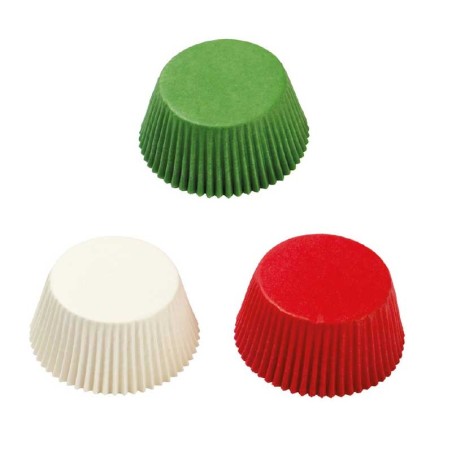 Λευκά, Πράσινα & Κόκκινα Κυπελάκια ψησίματος Cupcake  της Decora 5 x Y3,2εκ. 75τεμ