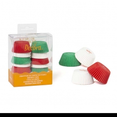 Mini White, Red & Green Baking Cups Dim. 32 x 22mm 200pcs by Decora