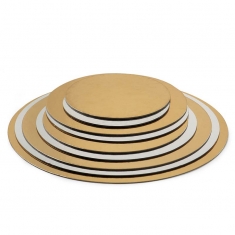Round Boards D13cm. Depth 1,5mm Double face Gold/Silver 1pc