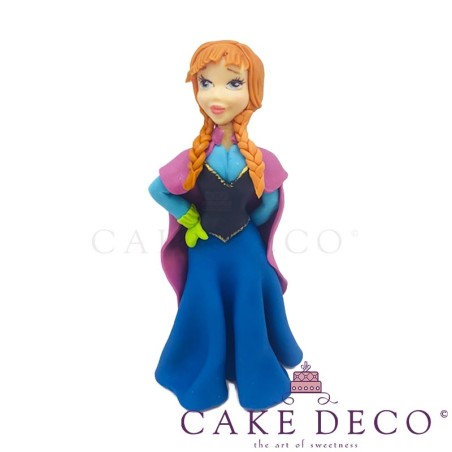 Cake Deco Princess with light brown hair and blue dress (inspired by the disney Hanna)