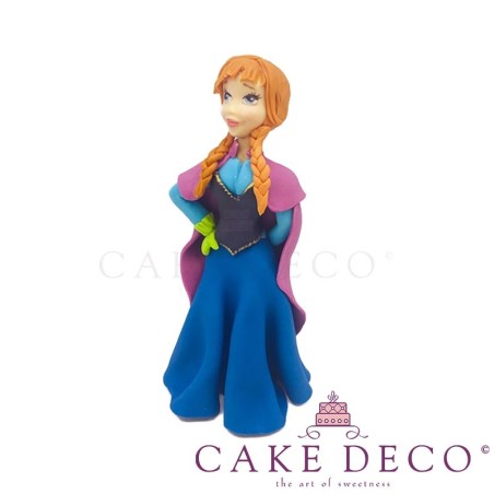 Cake Deco Princess with light brown hair and blue dress (inspired by the disney Hanna)