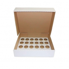 Λευκό Κουτί για 24 Cupcakes με Χοντρό Χαρτόνι