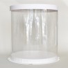 Round Transparent Cake Box with white base and lid with circle Diam22xH23cm.