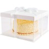Square Transparent Cake Box with white base and lid - Side 30xH34cm.