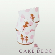 Βallerinas Pink Dots Cupcake Baking Cases with anti-stick liner D7xH4,5cm. 50pcs