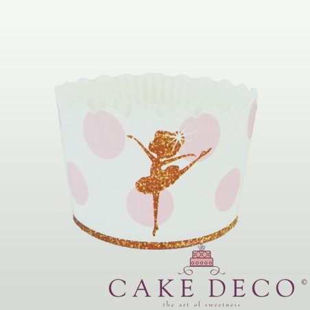 Μπαλαρίνες Ροζ Πουά - Θήκες Cupcakes με καραμελόχαρτο Μεγάλα Δ7xΥ4,5εκ. -50τεμ