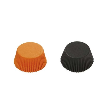 Πορτοκαλί-Μαύρες Θήκες Ψησίματος Cupcakes της Decora 75τεμ. Δ.5x3,2εκ.