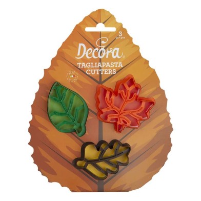 Φθινοπωρινά Φύλλα Σετ 3 πλαστικά κουπάτ με αποτύπωμα της Decora