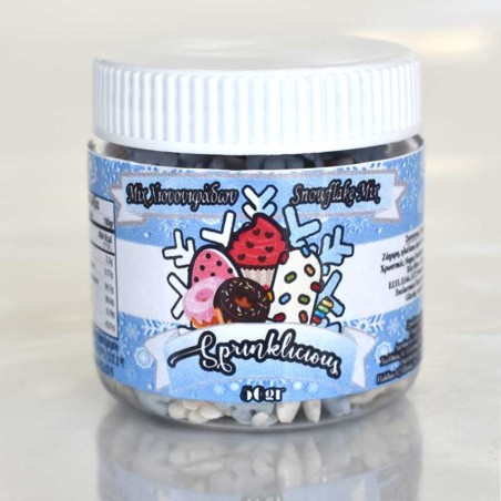 Sprinklicious Mini Snowflake Mix 50g 7mm E171 Free