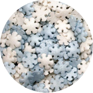 Sprinklicious Mini Snowflake Mix 1kg 7mm (Pearl White & Light Blue) E171 Free