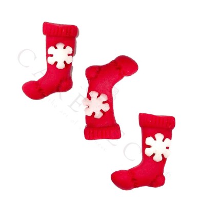Striped Red White Xmas Cane with Holly - 5pcs