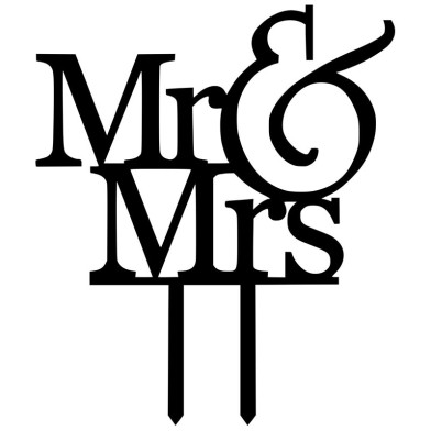 Mr & Mrs 1 Μαύρο Διακοσμητικό Plexiglass Topper για Τούρτες