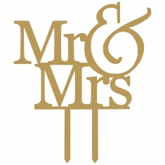 Mr & Mrs 1 Gold Plexiglass Cake Topper