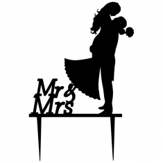 Mr & Mrs 3 Black Plexiglass Cake Topper