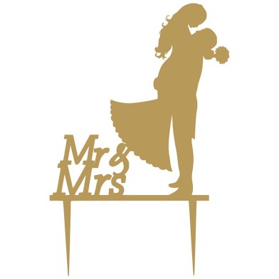 Mr & Mrs 3 Χρυσό Διακοσμητικό Plexiglass Topper για Τούρτες