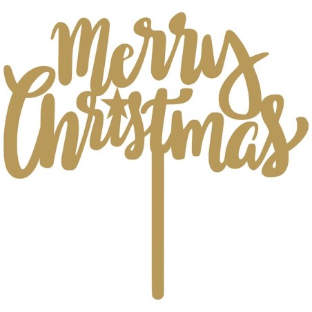 Merry Christmas Χρυσό Διακοσμητικό Plexiglass Topper για Τούρτες