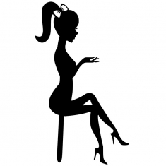 Sitting Girl Silhouette Black Plexiglass Cake Topper
