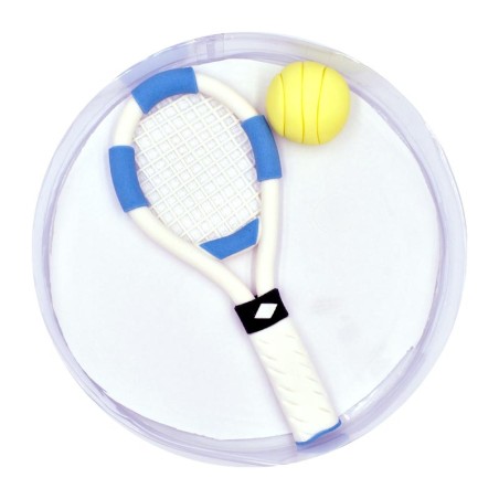 White-Light Blue Tennis Racket with ball