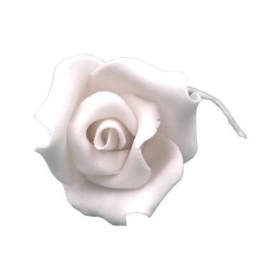 White Open Rose 5cm Hand made Edible Flower