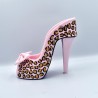 Pink Leopard Print Peep Toe High Heel Prada type