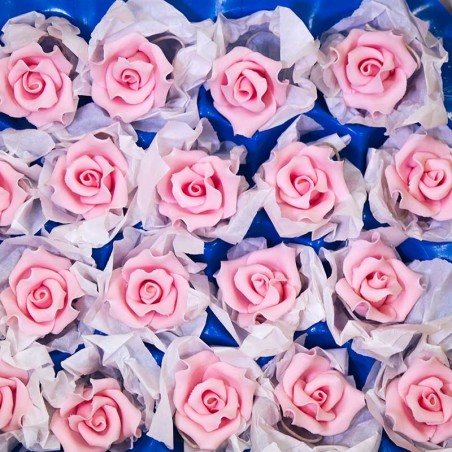 Ροζ Τριαντάφυλλο μεγάλο ανοιχτό LUX 10εκ.  Χειροποίητο βρώσιμο διακοσμητικό
