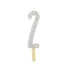 Silver Glitter Number Candle 2 by PME