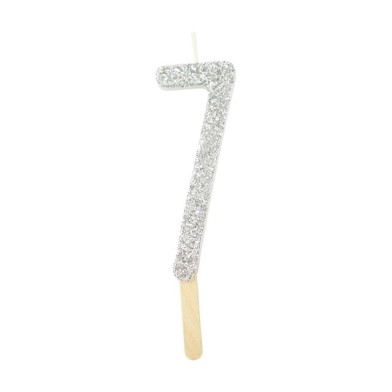 Silver Glitter Number Candle 7 by PME