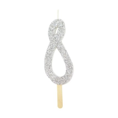 Silver Glitter Number Candle 8 by PME