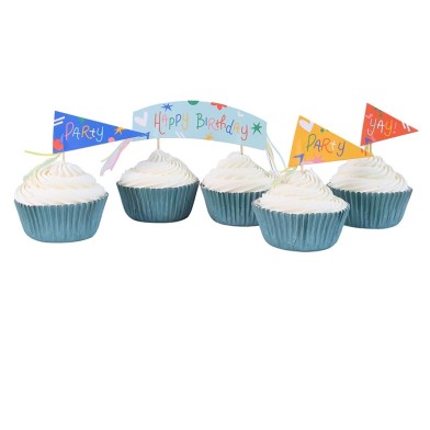 Happy Birthday Cupcake and Toppers Set by PME 24pcs