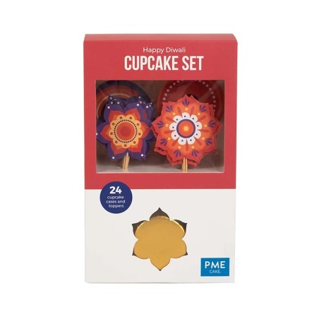 Happy Diwali Cupcake Set - 24 Cases and Toppers