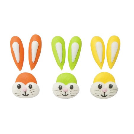 Decora Sugar Decorations Smiley Bunny 3 pcs, Size: 2,5-3,5 cm.