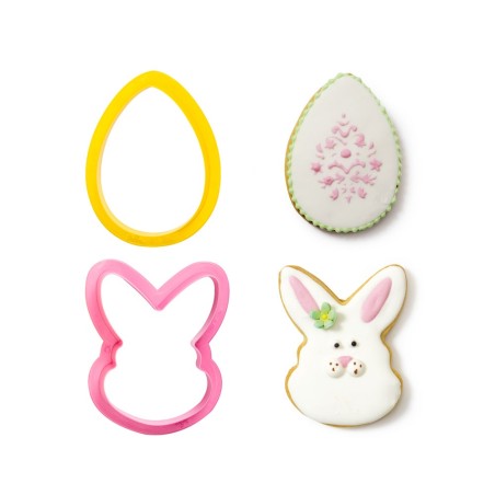 Egg & Bunny Face Plastic Cutters Set of 2 by Decora