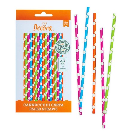 Multicolor Polka Dot Straws 80pcs by Decora