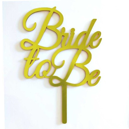 Bride to Be Chic version σε Χρυσό Καθρέπτη Διακοσμητικό Plexiglass Topper για Τούρτες