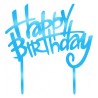 Happy Birthday 3 Light Blue Mirror Plexiglass Cake Topper