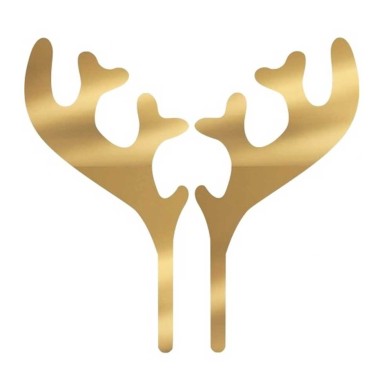 Reindeer Horns Plexiglass Gold Mirror Cake Topper