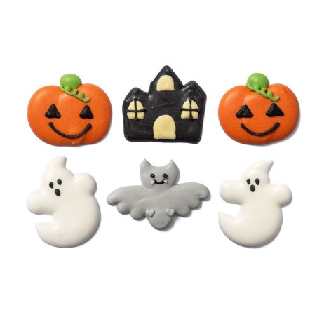 Set of 6 Halloween Edible Decorations Pumpkins & Ghosts by Decora Dim. 3,5-4,5cm