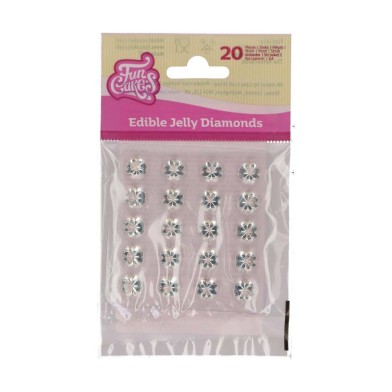Clear Edible Jelly Diamonds by Funcakes Pk/20