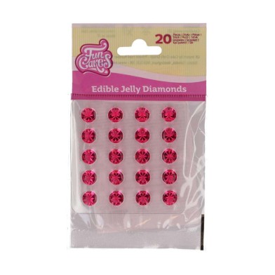Pink Edible Jelly Diamonds by Funcakes Pk/20
