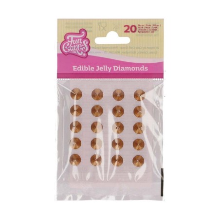 Pearl Gold Edible Jelly Diamonds by Funcakes Pk/20