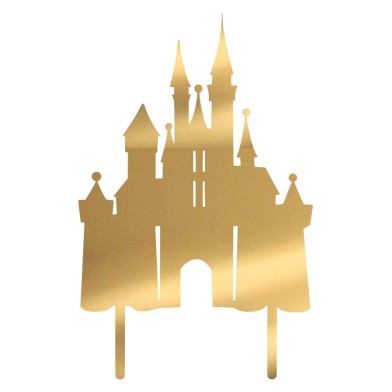 Κάστρο σε Χρυσό Καθρέπτη Διακοσμητικό Plexiglass Topper για Τούρτες