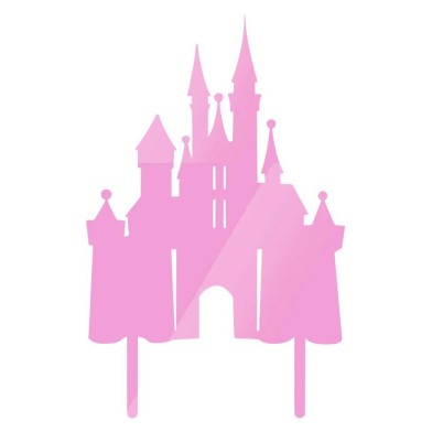 Castle Plexiglass Pink Mirror Cake Topper