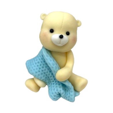 Cake Deco small Bear with babyblue blanket