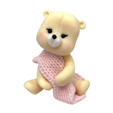 Cake Deco small Bear with babypink blanket