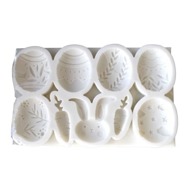 Easter Bunny Carrot & Egg Silicone Mold for Fondant decorations Dim: 3-3,5cm