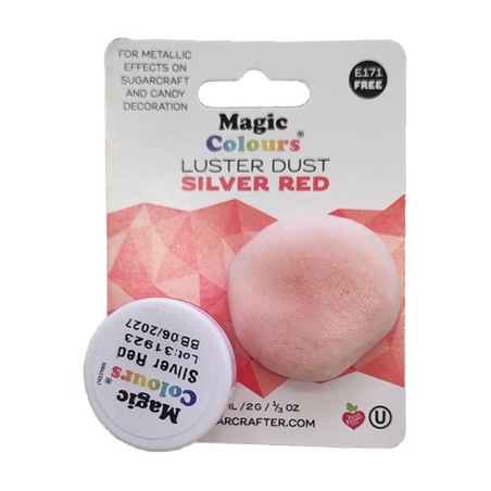 Silver Red Lustre Dust Magic Colours 7ml E171 Free