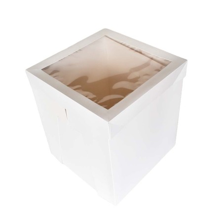 Tall White Cake Box with Window - Dim. 14xH16in