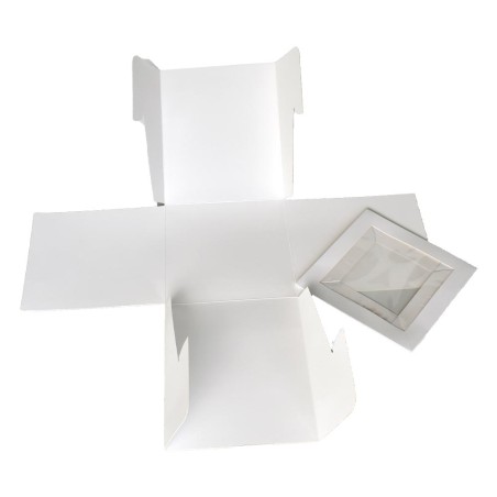 Tall White Cake Box with Window - Dim. 8xH10in