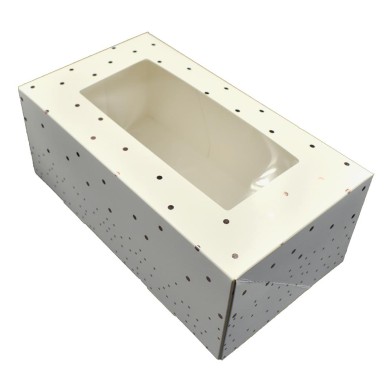 White Loaf Cake Box with Gold Dots Dim. 30x15xH10cm